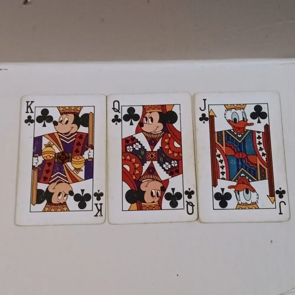 Vtg Walt Disney King Mickey Playing Cards-Hard Storage Box-1970s-Park Souvenir